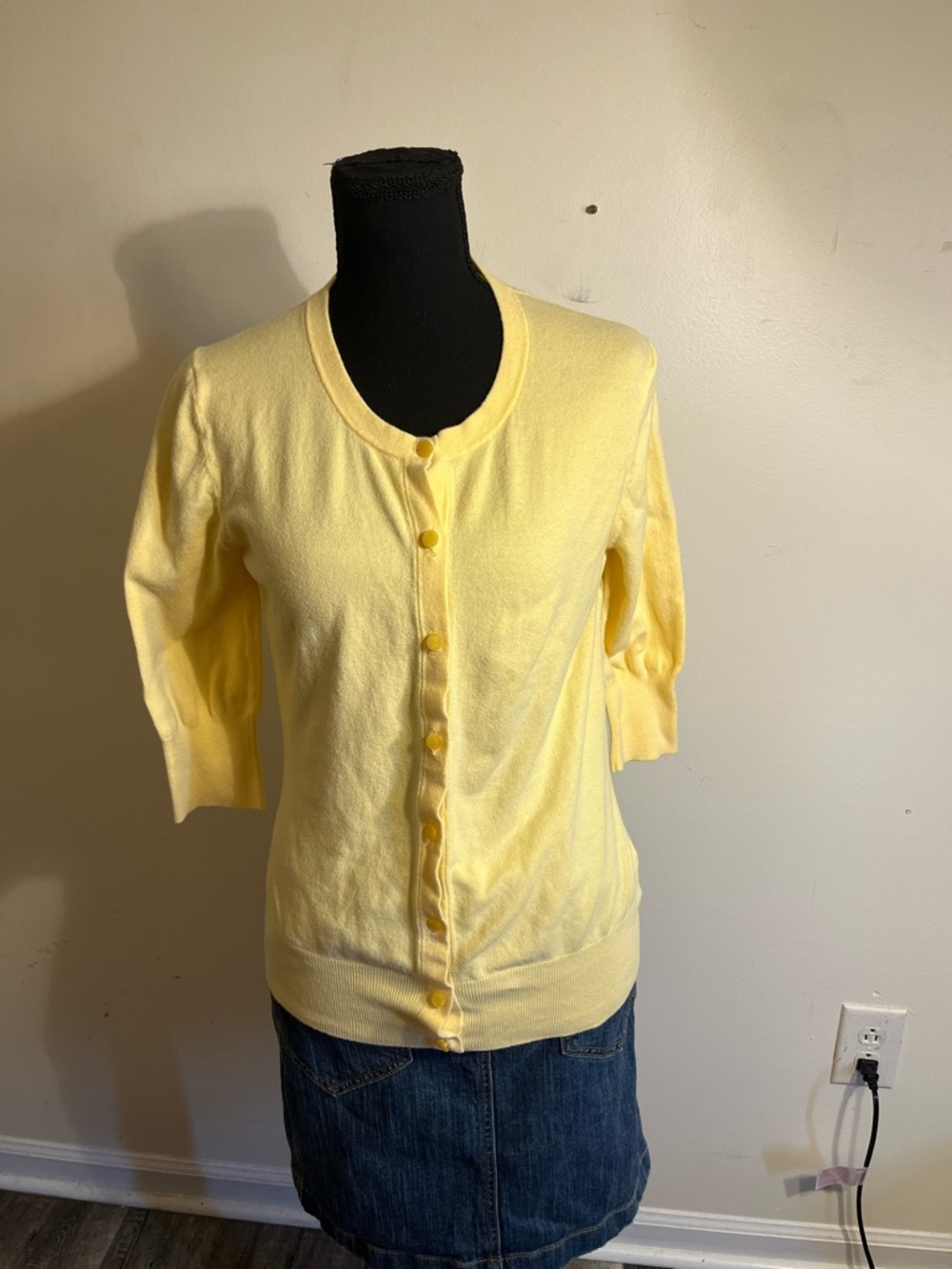 Merona Yellow Woman's Button-Front Sweater Cardigan